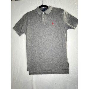 Polo Ralph Lauren Shirt Mens Small Gray Heather Cotton Short Sleeve Red Pony